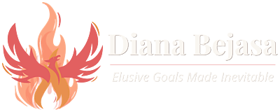 Diana Bejasa logo with phoenix icon and tagline, Elusive Goals Made Inevitable